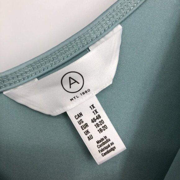 Reitmans Seafoam Blue/Green Rounded Square Neck Activewear Tank Top size 1x - Picture 4 of 13